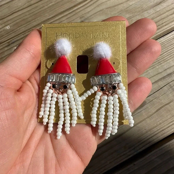 SANTA CHRISTMAS PEARL CHARTER CLUB EARRINGS - Picture 9 of 11